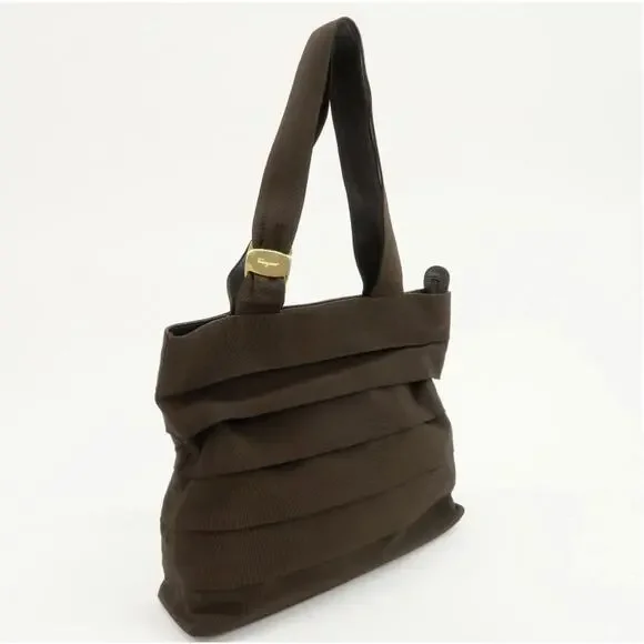 💎✨Beautiful✨💎Authentic Ferragamo Vara Logo Canvas Tote Bag Shoulder Bag Brown - Picture 4 of 15